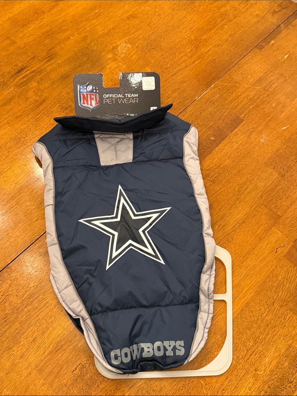 NFL Dallas Cowboys Navy and Gray Pet dog Large Puffer Jacket